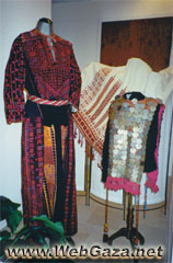 Masmiyyeh Dress - Masmiyyeh village dress, scarf and (Miklab) coat, Masmiyyeh, District of Gaza (Ghazzah).