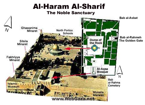 Al-Haram al-Sharif - At the heart of Jerusalem is the Noble Sanctuary, Al-Haram al-Sharif, enclosing over 35 acres of fountains, gardens, buildings and domes.